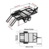 equlup RC Metal Flatbed Trailer, Flatbed Trailer with Hook Hitch Heavy Duty High Stability RC Dual Axles Hitch Mount Bracket for Remote Control Crawler