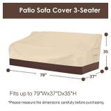 Vailge Heavy Duty Patio Sofa Cover, 100% Waterproof 3-Seater Outdoor Sofa Cover,Lawn Patio Furniture Covers with Air Vent and Handle,79\" Wx 37\" Dx 35\" H,Beige&Brown