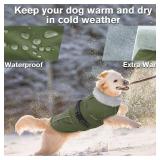 Lelepet Warm Dog Coat Waterproof Dog Jacket for Extra Large Dogs Reflective Fleece Vest with Adjustable Buckle Hook & Loop Windproof Cold Weather Coats for Small Medium Large Dogs, Army Green, XXXL