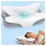Cervical Pillow for Neck Pain Relief, Ergonomic Neck Pillow for Sleeping Contour Memory Foam Pillows with Cooling Pillowcase, Orthopedic Bed Pillow for Side Back Stomach Sleepers