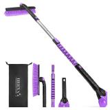 HEEYA 48 Inch Long Snow Brush for SUV, Extendable Ice Scraper and Brush with Foam Grip, 360Â° Pivoting Snow Car Brush for Truck Auto Jeep RV Vehicle Windshield Window - Purple