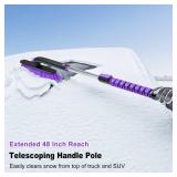 HEEYA 48 Inch Long Snow Brush for SUV, Extendable Ice Scraper and Brush with Foam Grip, 360Â° Pivoting Snow Car Brush for Truck Auto Jeep RV Vehicle Windshield Window - Purple