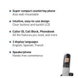 Panasonic Compact Cordless Phone with DECT 6.0, 1.6\" Amber LCD and Illuminated HS Keypad, Call Block, Caller ID, Multiple Display Languages - 2 Handset - KX-TGB812S (Black/Silver)