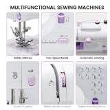 Sewing Machine for Beginners with 12 Built-in Stitches, Mini Sewing Machine with Foot Pedal, High-Low Speeds, Portable and Sewing Enthusiasts (505)