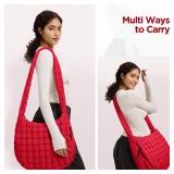 Puffer Tote Bag for Women Large Quilted Tote Bag Quilted Carryall Bag Soft Puffy Crossbody Bag Hobo Handbags Puff Purse