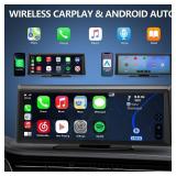 Apenet Wireless CarPlay Screen with 2K Dash Cam, 8.1\" Portable Touchscreen Car Stereo with CarPlay & Android Auto, 1080P Backup Camera, Voice Control, Bluetooth, Mirror Link, GPS Navigation
