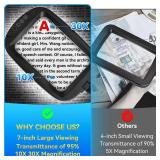 30X 10X Extra Large Floor Magnifying Glass with Light and Stand,60 LED Flexible Gooseneck Floor Magnifying Lamp with 5 Color Modes, 2-in-1 Lighted Magnifiers for Close Work, Sewing,Crafts, Painting