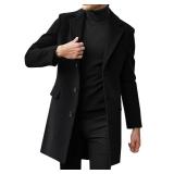 Beotyshow Mens Single Breasted Trench Coat Winter Pea Coat Notch Lapel Long Casual Overcoat size xl
