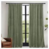 RYB HOME Sage Green Velvet Curtains 84 inches, Room Darkening Super Soft Velvet Drapes with Pleat Tape for Living Room, Thermal Insulated Window Treatment for Bedroom, W52 x L84 inch, 2 Panels