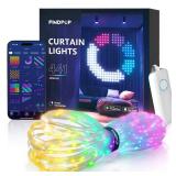 Findpop AI Smart Curtain Lights, 441 LEDs Indoor Color Changing Lights, Music Sync Dynamic DIY, for Valentine