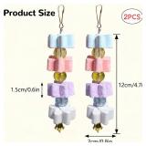 Hamiledyi 2Pieces Parrot Beak Trimmer Calcium Stone Chinchilla Grinding Teeth Lava Block Bird Beak Trim Pumice Toy Mineral Rock Chewing Toys with Bell for Conure Budgies Parakeet Hamster Rabbit