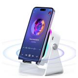 AIKELA Induction Speaker for iPhone Android, Christmas Birthday Gifts for Men Women, Cell Phone Stand with Wireless Bluetooth Speaker with HD Sound Rechargeable (White)