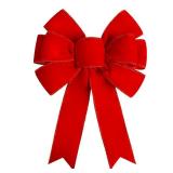 Satenwie Red Christmas Bows Large Velvet Bow for Wreaths, Tree, Outside Decorating, Outdoor (12 * 14 inch)