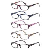 Kerecsen Reading Glasses 5 Pairs Fashion Ladies Readers Spring Hinge with Pattern Print Eyeglasses for Women (Mix Color -2, 2.50)