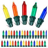 Mudder 60Count 2.5V Christmas 50/100/150/200 Count Mini Incandescent Wire String Lights Replacement Bulbs Indoor/Outdoor Christmas Lights Decor for Home Xmas Tree (Green Base with Colorful Bulb)