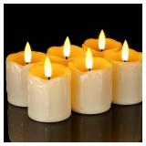 Homemory 2\" x 2\" Timer Flickering Flameless Candles, Realistic Battery Operated Votive Candles, 6Pack 3D Wick Electric Fake Candles for Christmas, Wedding, Home Decorations (Ivory Base)