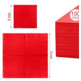 FLOWERCAT 100-Count 2-Ply Christmas Napkins & Red Cocktail Napkins - Napkins Disposable Premium Quality - 5\" x 5\" Red Paper Napkins for New Year Party & Christmas,Bar,Weddings,Birthday