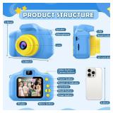 Desuccus Kids Camera Toys Christmas Birthday Gifts for Boys and Girls Kids Toys 3 4 5 6 7 8 9 Year Old HD Digital Video Camera for Toddler with 32GB SD Card (Blue)