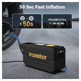 Inzeetor 150 PSI Tire Inflator Portable Air Compressor, 12V DC Auto Shutoff Air Pump with Digital Pressure Gauge and Emergency LED Light for Car Tires, Bicycle & Balloons, Black