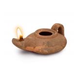 Herodian - Biblical Classic with Handle - Replica Ancient Clay Oil LAMP & Certificate of Authenticity Hanukkah-Judaica/Christian Gift - Handmade in The Holy Land