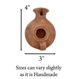 Herodian - Biblical Classic with Handle - Replica Ancient Clay Oil LAMP & Certificate of Authenticity Hanukkah-Judaica/Christian Gift - Handmade in The Holy Land