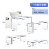 OVNTHYK Acrylic Risers 8 Pcs â Clear Rectangular Display for Perfume Organizer, Figures, Jewelry, Dessert Table & Cupcake, 4 Sizes (7\", 8\", 9\")