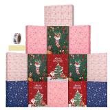 14 Pcs Extra-Large Christmas Gift Boxes with Lids, 17\"(4\"Deep) Clothes Gift Boxes Bulk with 54 Sealing Stickers 1 Roll Decorative Stickers Shirt Box for Wrapping Robe Sweater Christmas Presents