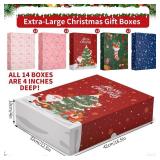 14 Pcs Extra-Large Christmas Gift Boxes with Lids, 17\"(4\"Deep) Clothes Gift Boxes Bulk with 54 Sealing Stickers 1 Roll Decorative Stickers Shirt Box for Wrapping Robe Sweater Christmas Presents