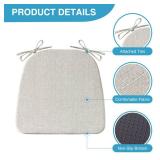 IASEAHK Chair Cushions for Dining Chairs Set of 4, Non Slip Kitchen Chair Pads, 17\" x 16\" x 2\", Indoor Dining Chair Cushions with Ties, D-Shaped Seat Cushions for Kitchen Chairs, Beige