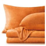 BEDELITE Flannel Sheets King Size Burnt Orange - Super Soft Fall Fleece Sheets Set Fluffy Extra Plush, 4 Piece(Include Fitted Sheet, Flat Sheet, 2 Pillowcases)