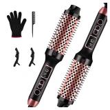 Upgraded Infrared Bounce Brush, Heated Thermal Round Brush with 5 Heat Settings & LED Display, 1.5 Inch lonic for Hair Straightener & Curling Wand, Dual Voltage, Blowout Look, Gifts for Women