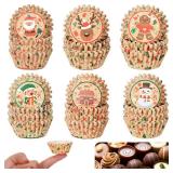 Gerrii 600 Pcs Christmas Candy Cups Paper Candy Making Supplies Santa Claus Snowman Baking Supplies Snowflake Elk Mini Cupcake Liner Xmas Mini Baking Cups Holiday Paper Wrappers 6 Style(Elk)