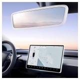 2PCS Protector Trim Frame Compatible with Tesla Model 3 Y 2020-2024 2026 Screen Edge Frame Rearview Mirror Cover Interior Silicone Decorations Center Console Decor Highland Juniper Accessories (White)