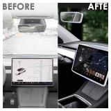 2PCS Protector Trim Frame Compatible with Tesla Model 3 Y 2020-2024 2026 Screen Edge Frame Rearview Mirror Cover Interior Silicone Decorations Center Console Decor Highland Juniper Accessories (White)