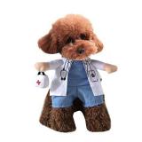 Mikayoo Pet Dog Cat Halloween Costume Doctor Nurse Costume Dog Jeans Clothes Cat Funny Apperal Outfit Uniform(Doctor,S)