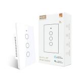MOES Touch Wall Single Live Wire Smart Switchï¼No Neutral Wire Needed, 2.4GHz WiFi RF433 Light Switch Works with Smart Life/Tuya App, Alexa and Google Home, Single Pole 110V, White 3 Gang