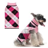 KOOLTAIL Dog Sweater Pet Knitted Clothes - Classic Plaid Pull Over Turtleneck Dog Sweaters with Leash Hole Warm Dogs Winter Clothing for Small Medium Dogs Cats Puppy SM