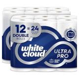 White Cloud Ultra PRO Ultra Absorbent Paper Towel, Choose-a-Size Sheets, 2 Packs of 6 DOUBLE Rolls = 12 Regular Rolls