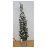3ft Nearly Natural Unlit Flocked Pine Tree Artificial Christmas Tree in Tin Planter