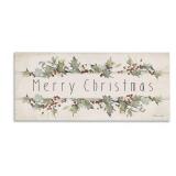 Vintage Merry Christmas Sentiment, Designed by Stephanie Workman Marrott, Canvas Wall Art 10"x 24"