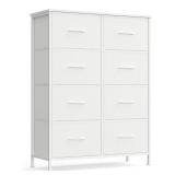 SONGMICS Dresser for Bedroom, Chest of Drawers, Steel, MDF, 8 Non-Woven Fabric Drawers, Storage Organizer Unit, Closet, Entryway, Cloud White and Snow White ULGS124W01S