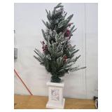 3 Ft Pre-Lit Christmas Tree, Artificial Christmas Trees with Lighting, Xmas Trees with 78 Led Lights, Christmas Decoration for Home, Office, Easy Assembly - Retail: $52
