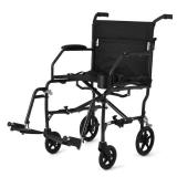 Medline Ultra Lightweight Transport Wheelchair for Adults  Foldable  19-Inch Seat Width  Black - Retail: $50