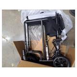 Medline Durable Folding Steel Transport Wheelchair with Swing-Away Footrests  19-Inch Seat Width  Black Frame  Black Upholstery - Retail: $123