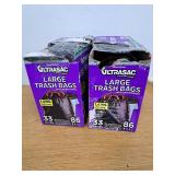 Ultrasac - Drawstring Trash Bags  33 Gallon  1.4 Mil  24  x 9.5   Black  86 Count 2 Pack