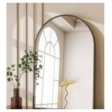 BEAUTYPEAK 24"x 36"  Bathroom Mirror Wall Vanity Arched Mirror, Black