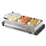 HomeCraft HCBS15SS 3-Station 1.5-Quart Stainless Steel Buffet Server & Warming Tray