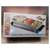 HomeCraft HCBS15SS 3-Station 1.5-Quart Stainless Steel Buffet Server & Warming Tray