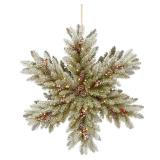 32 in. Dunhill Fir Double-Sided Flocked Snowflake with LED Lights