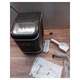 ecozy Countertop Ice Maker, Portable, Self-Cleaning, 9 Bullet Ice Cubes in 6 Mins, 26lbs/24Hrs, Ice Maker Machine with Ice Bags, Handle, Standing Scoop and Basket, Black - Retail: $70
